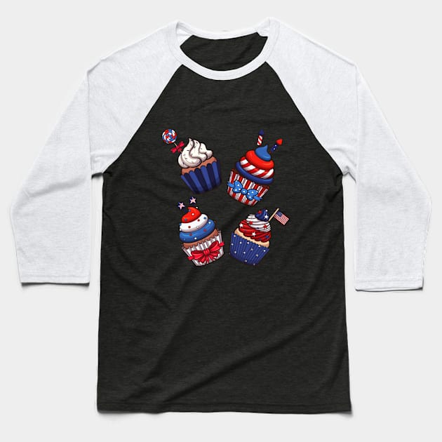 4th of July cupcakes Baseball T-Shirt by TheMaskedTooner